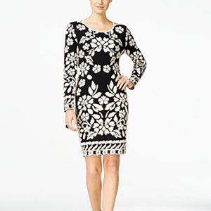 INC Womens Black Metallic Knit Sheath Sweaterdress